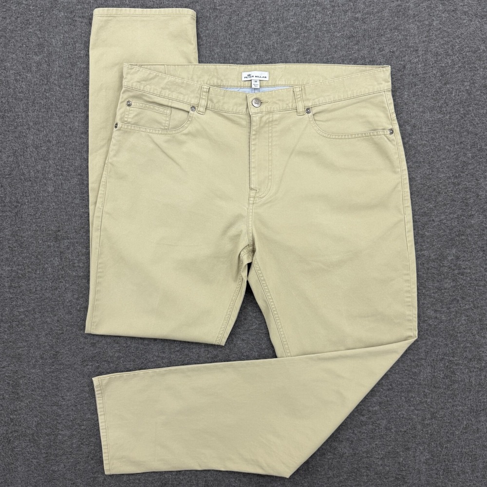 Peter Millar Pants Mens 38x33‎ Khaki Soft Touch Twill Stretch Golf Chino ME0B47